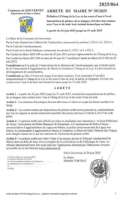 Pollution Etang de la loy 39-2025