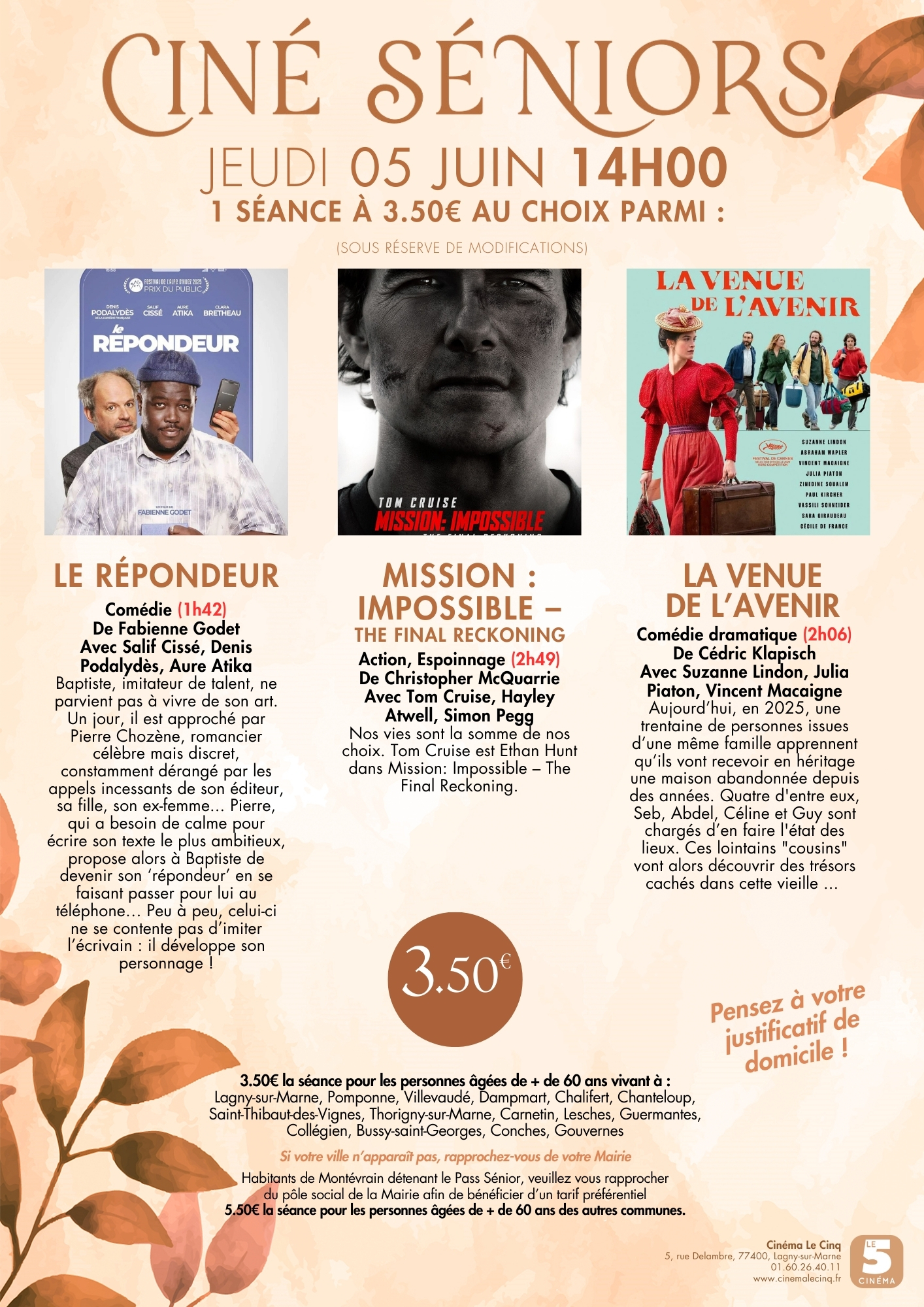 Cine seniors 5 juin 25